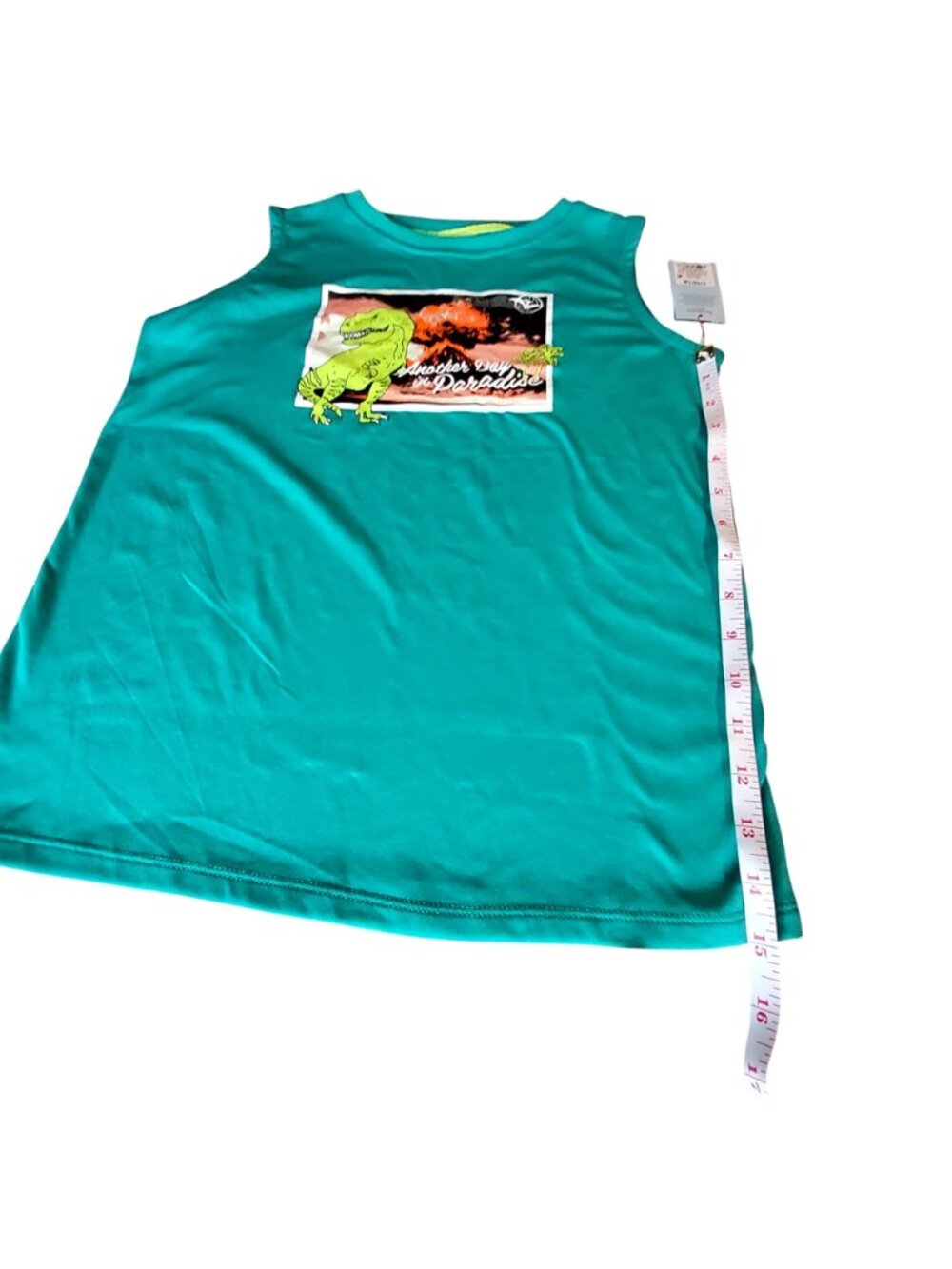 Cat & Jack Kids Dinosaur Pajama Set Sleeveless Top & Shorts Size L 10/12 Green - Picture 7 of 11